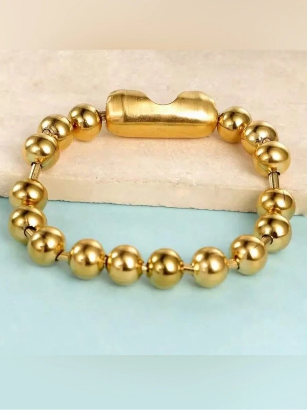 Gold Plated Stainless Steel 8mm Bead Bracelet